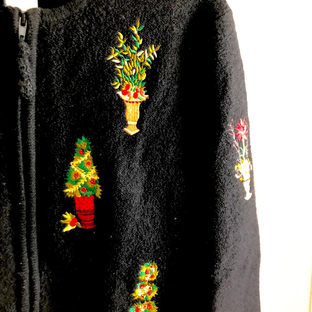 Susan Bristol black Christmas full zip cardigan large - Picture 3 of 6
